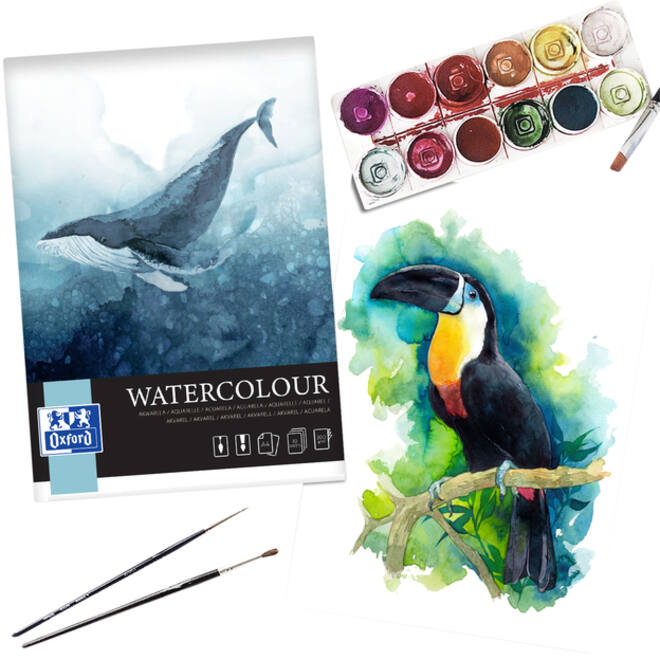Tekenblok Oxford Watercolour A4 10 vel 300 gram spiraal