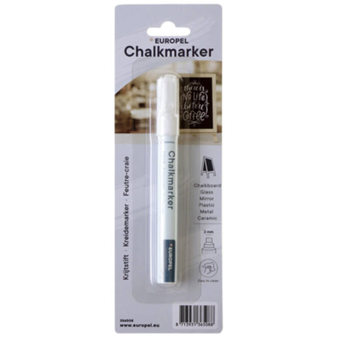 Krijtstift Europel 3mm wit blister 1 stuk