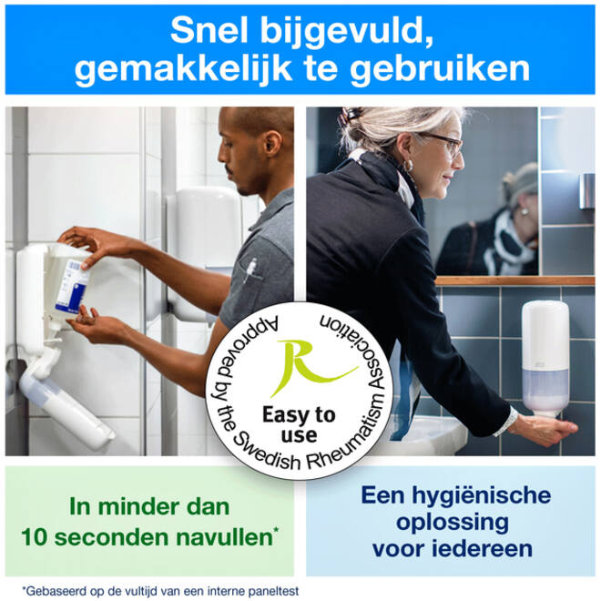 Alcoholgel Tork S4 voor handdesinfectie ongeparfumeerd 1000ml 424103