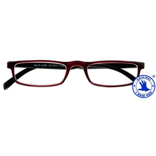 Leesbril I Need You +1.00 dpt Half-line rood