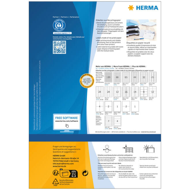 Etiket HERMA recycling 10734 105x148mm 320stuks wit