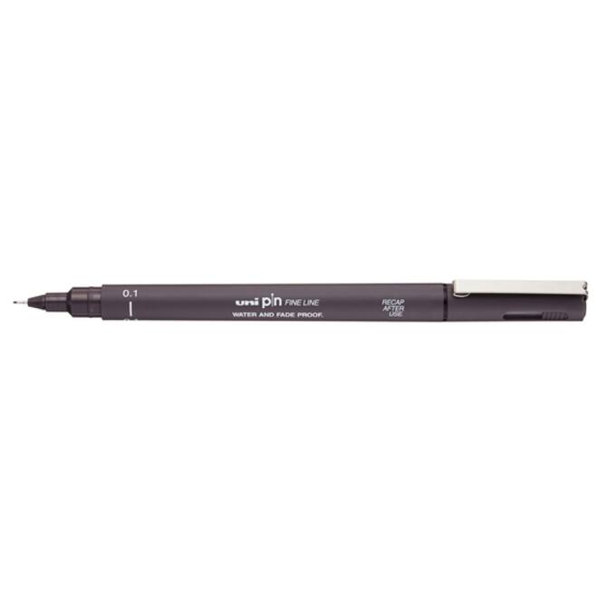 Fineliner Uni-ball Pin 0.1mm donkergrijs