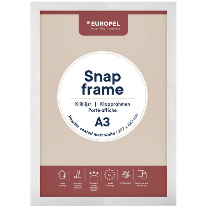 Kliklijst Europel A3 25mm mat wit