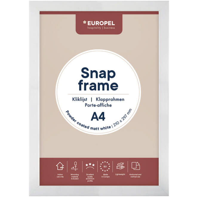Kliklijst Europel A4 25mm mat wit
