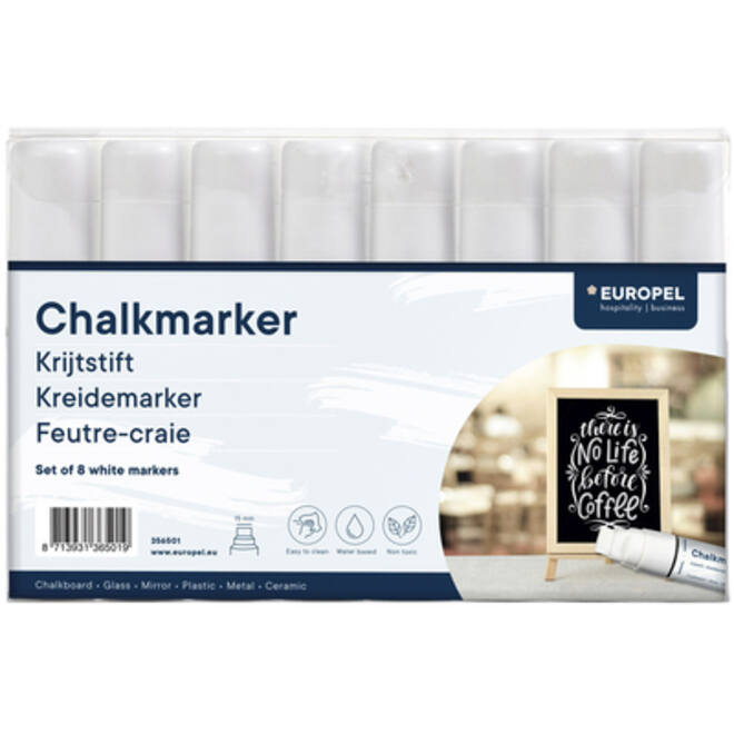 Krijtstift Europel 15mm wit etui 8 stuks