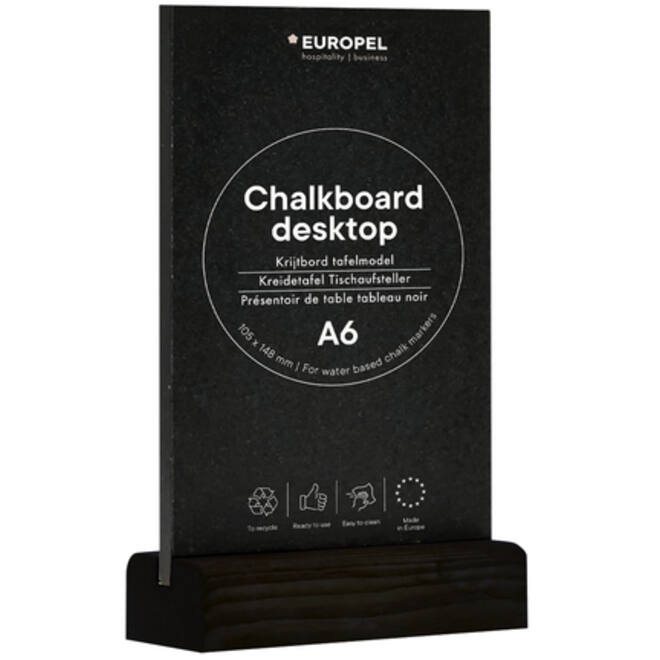 Krijtbord Europel tafelmodel A6 staand zwart
