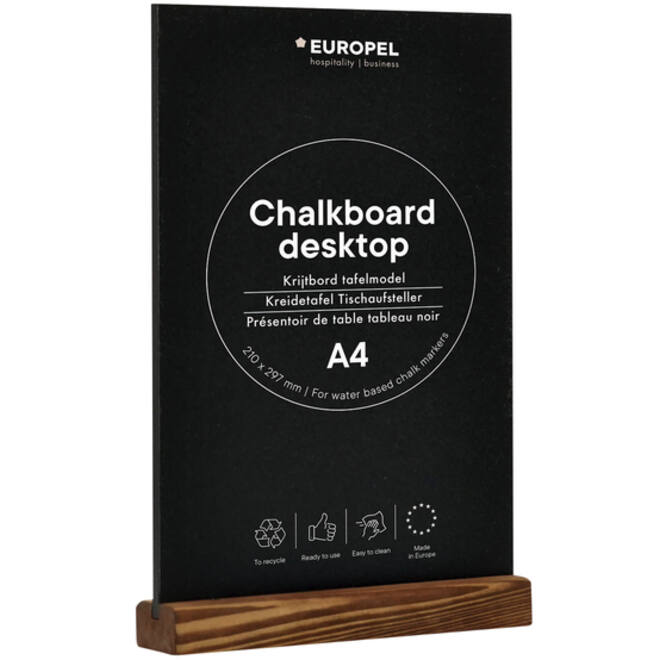 Krijtbord Europel tafelmodel A4 staand natural