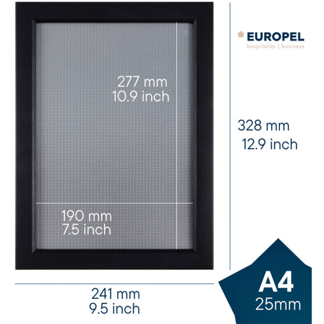 Kliklijst Europel A4 25mm mat zwart