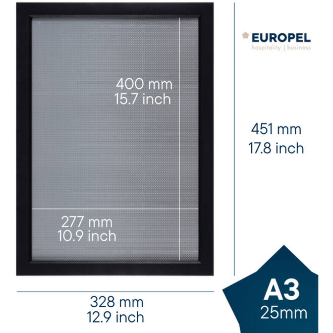 Kliklijst Europel A3 25mm mat zwart