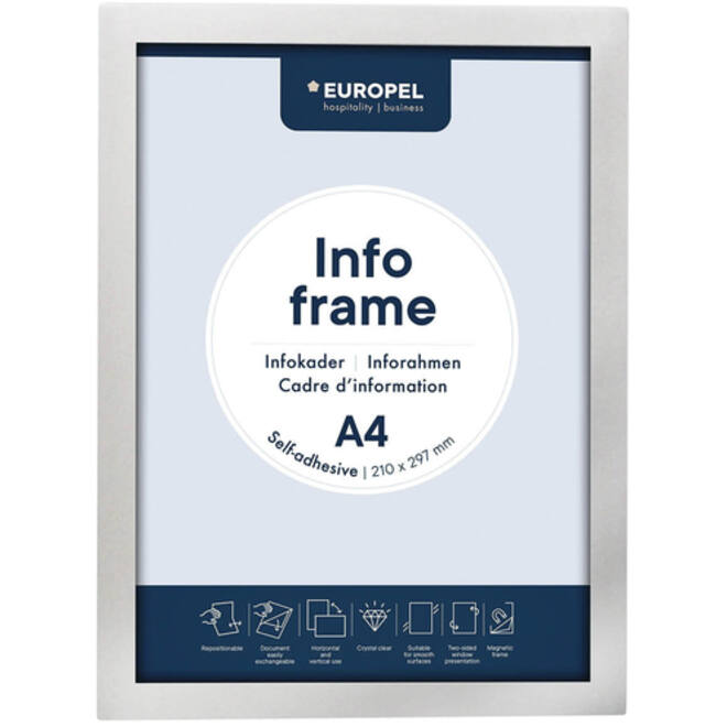 Infokader Europel zelfklevend A4 zilver