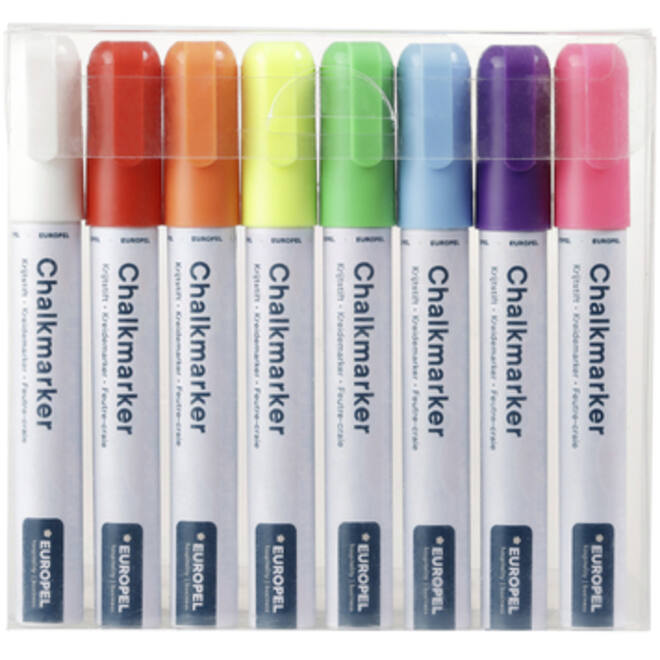 Krijtstift Europel 6mm assorti etui 8 stuks