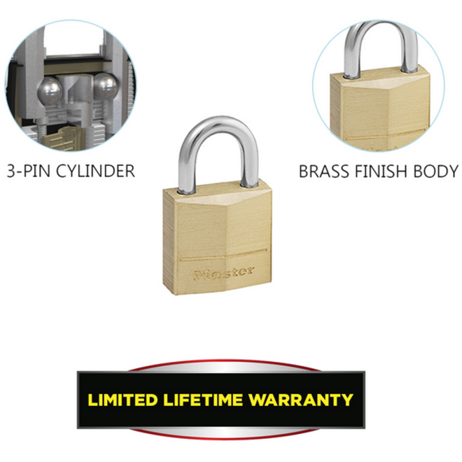 Hangslot MasterLock 4 gelijksluitend messing 20mm