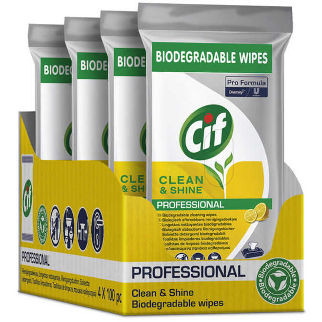 Reinigingsdoekjes CIF Pro formula Multi Clean&Shine 100 stuks