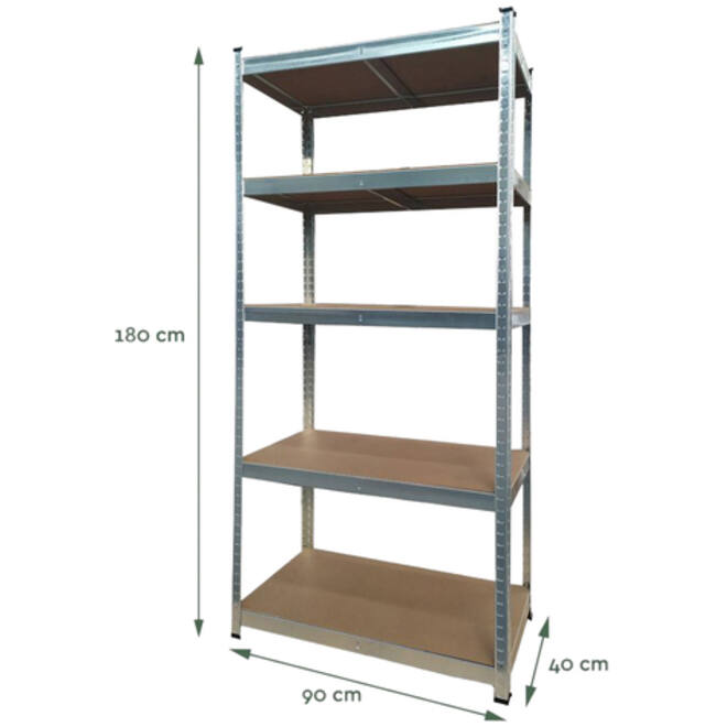 Stellingkast BRASQ 5 borden 90x40x180cm SU175 max 875 KG zilver