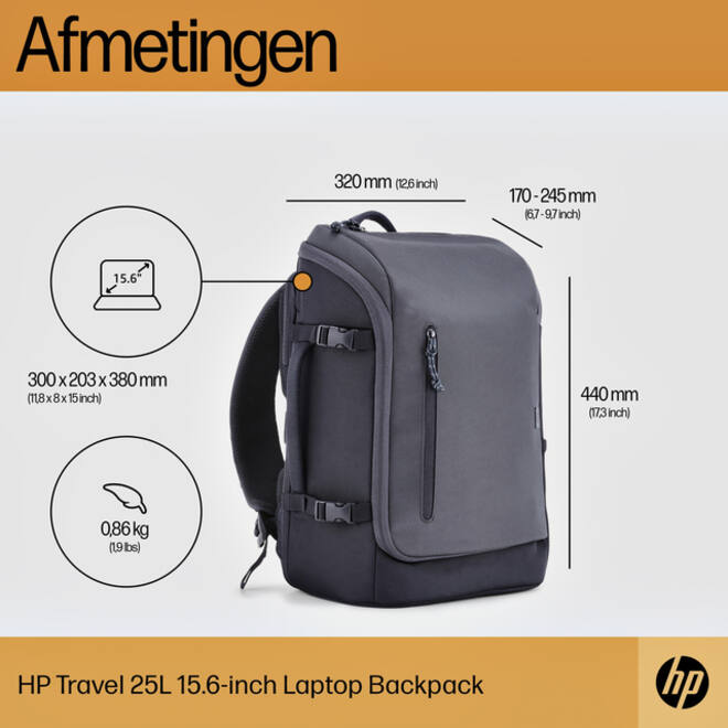 Laptop Rugzak HP travel 25 liter 15.6 blauw/grijs