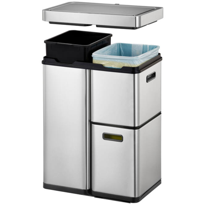 Afvalbak EKO Mirage Plus sensor 30liter en 2x15liter RVS