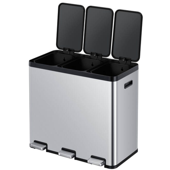 Afvalbak EKO Essential Recycler pedaalemmer 3x20liter RVS