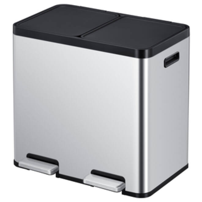 Afvalbak EKO Essential Recycler pedaalemmer 2x22liter RVS