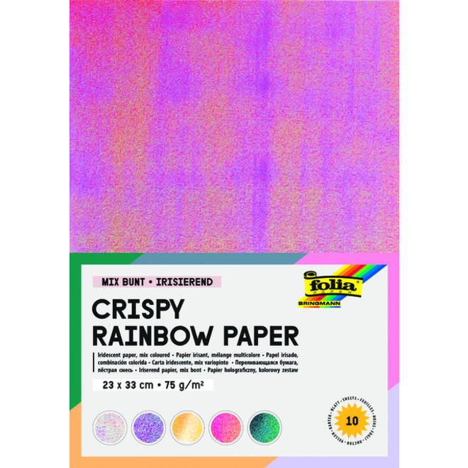 Regenboogpapier Folia 23x33cm iriserend 75gr 10 vel assorti