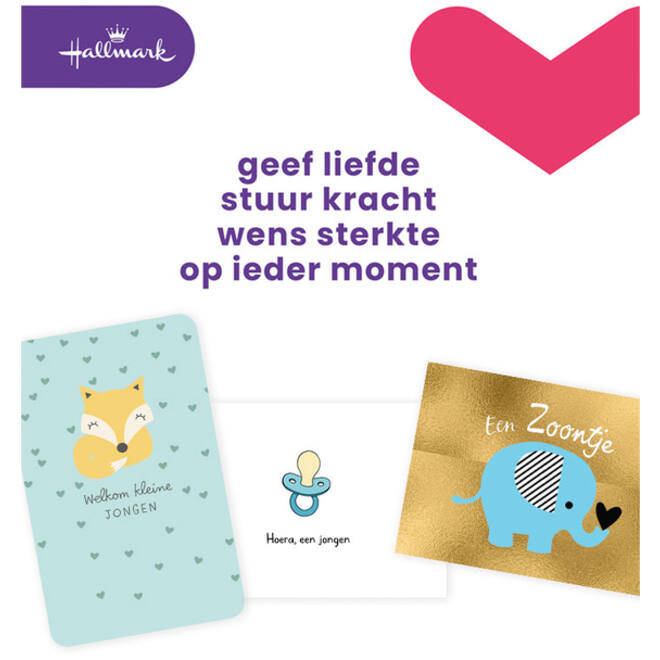 Wenskaart Hallmark navulset geboorte zoon 6 kaarten