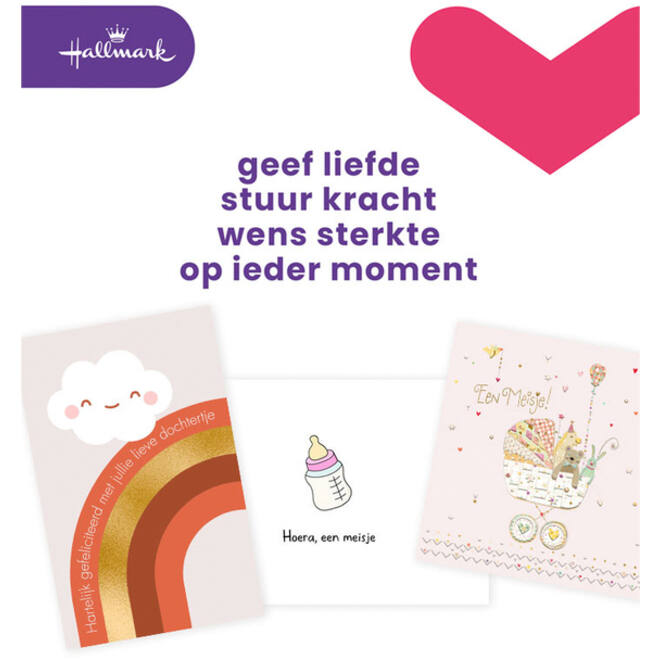 Wenskaart Hallmark navulset geboorte dochter 6 kaarten