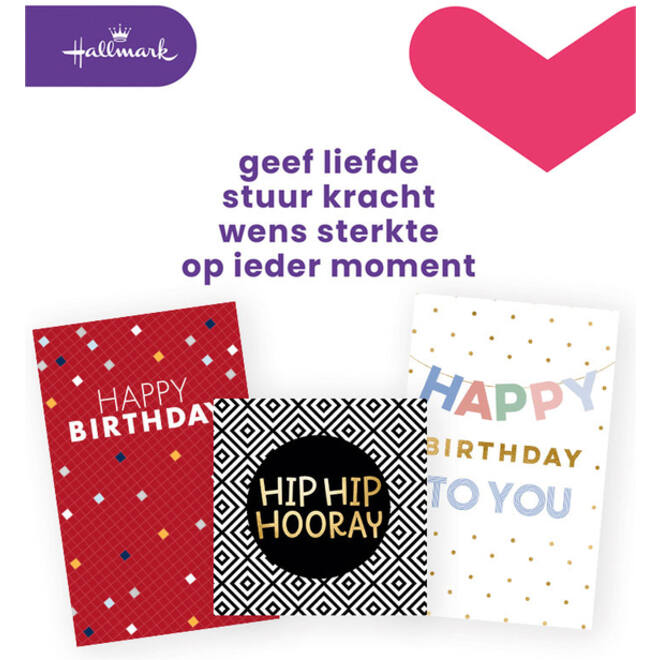 Wenskaart Hallmark navulset verjaardag Engels 6 kaarten
