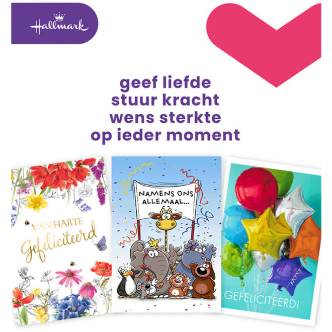 Wenskaart Hallmark navulset A4 felicitatie 8 kaarten