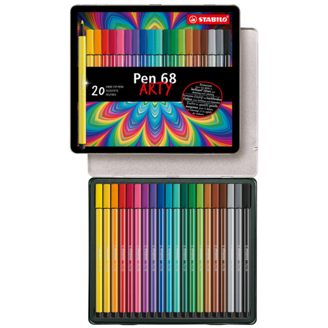 Viltstift STABILO Pen 68/20 Arty medium assorti blik à 20 stuks