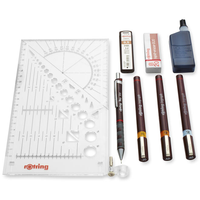 Tekenset rOtring Isograph 7-delig