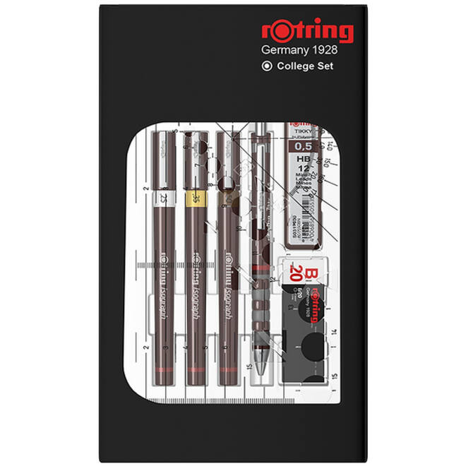 Tekenset rOtring Isograph college 0.25mm, 0.35mm en 0.5mm set à 3 stuks