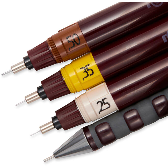 Tekenset rOtring Isograph college 0.25mm, 0.35mm en 0.5mm set à 3 stuks