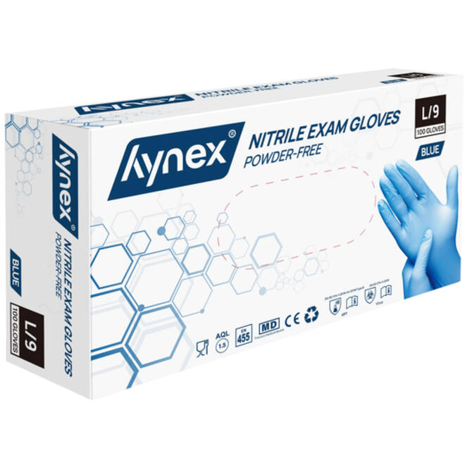 Handschoen Hynex L nitril blauw pak à 100 stuks