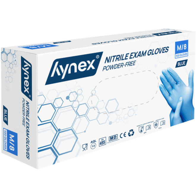 Handschoen Hynex M nitril blauw pak à 100 stuks