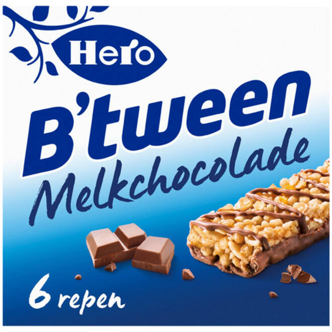 Tussendoortje Hero B'tween melkchocolade 6pack reep 25gr