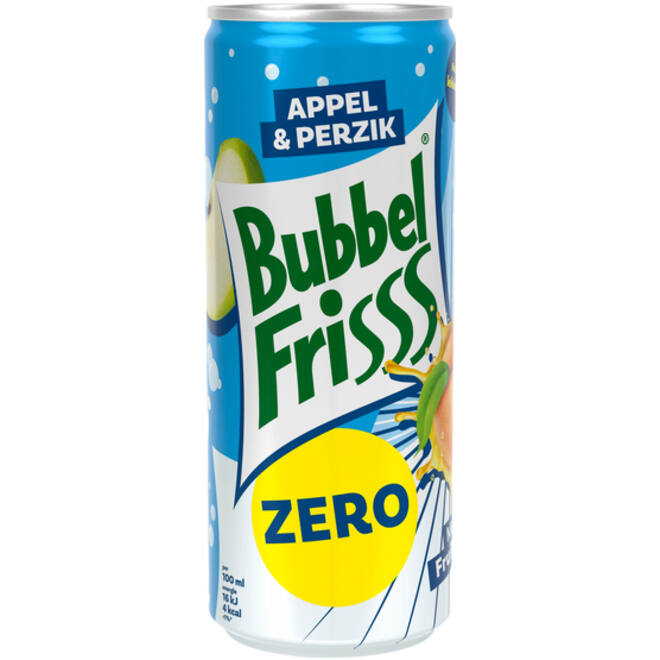 Fruitdrank DubbelFrisss appel perzik zero blik 250ml