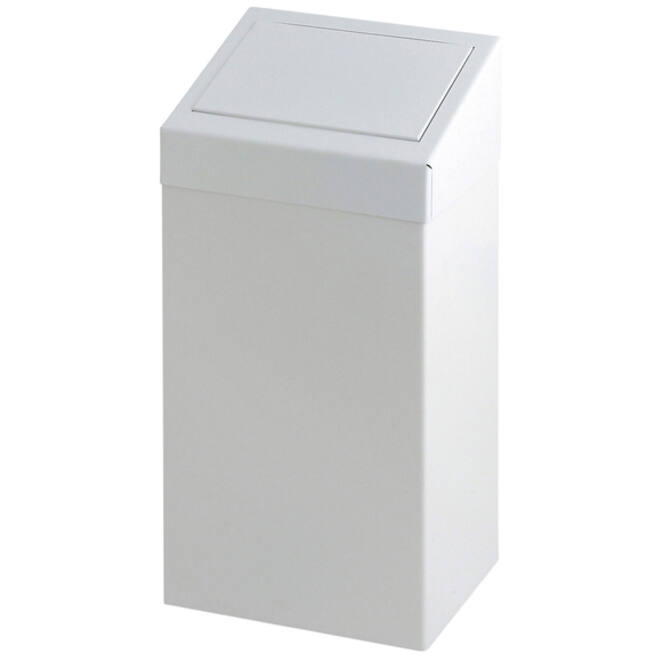 Afvalbak Vepa Bins met pushdeksel 50 liter metaal wit