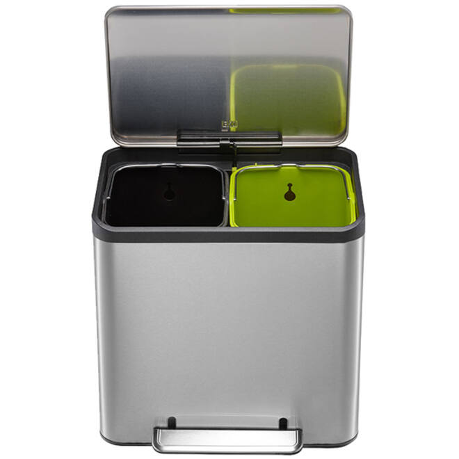 Afvalbak EKO EcoCasa Recycler pedaalemmer 15+15 liter RVS