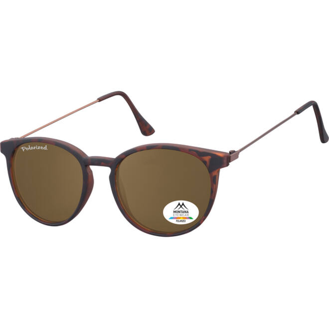 Zonnebril Montana met bruin gepolariseerd glas en metalen pootje zwart