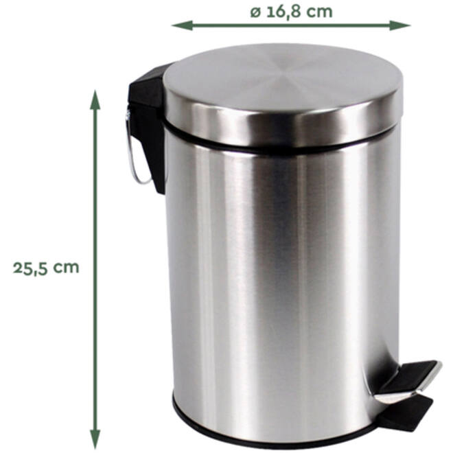 Afvalbak BRASQ pedaalemmer 3 liter rvs