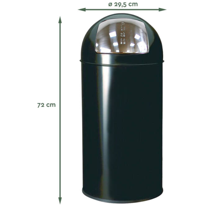 Afvalbak BRASQ Push Bin rond 40 liter zwart