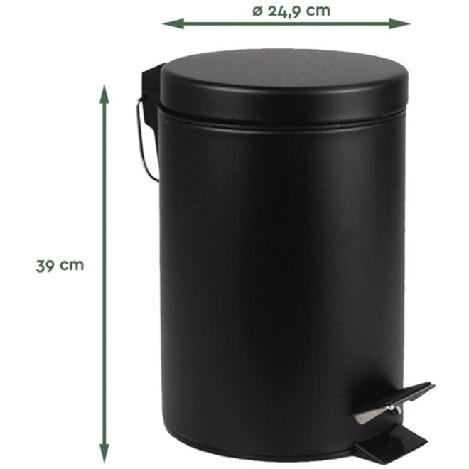 Afvalbak BRASQ pedaalemmer 12 liter zwart