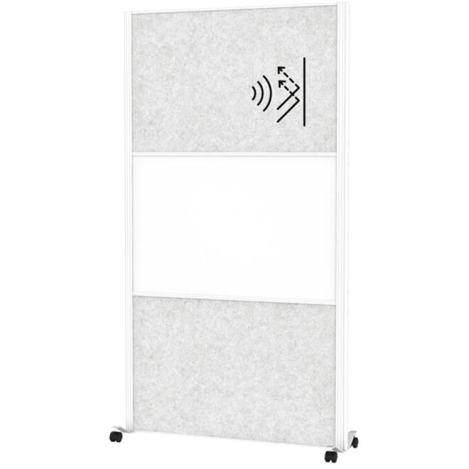Scheidingswand MAUL akoestiek lichtgrijs/whiteboard mobiel