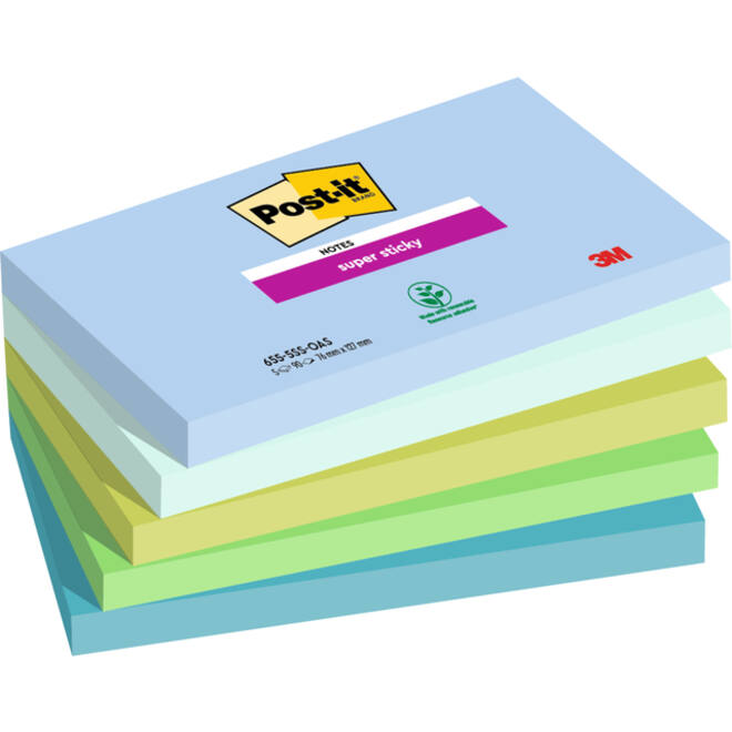 Memoblok 3M Post-it 655 76mmx127mm Super Sticky Oasis