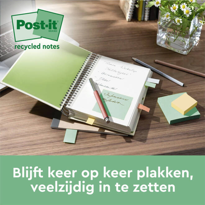 Memoblok 3M Post-it Z-Note R330 76x76mm recycle assorti kleur