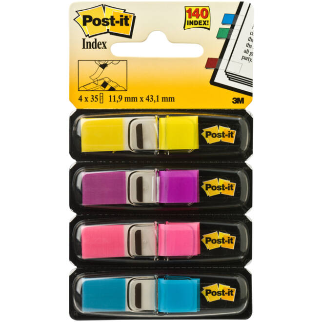 Indextabs 3M Post-it 683 11.9x43.2mm 4 kleuren