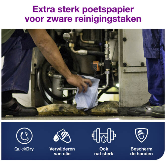 Reinigingsdoek Tork Heavy-Duty W4 gevouwen 100 vel blauw 130082