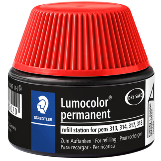 Viltstiftvulling Staedtler Lumocolor permanent 15ml rood