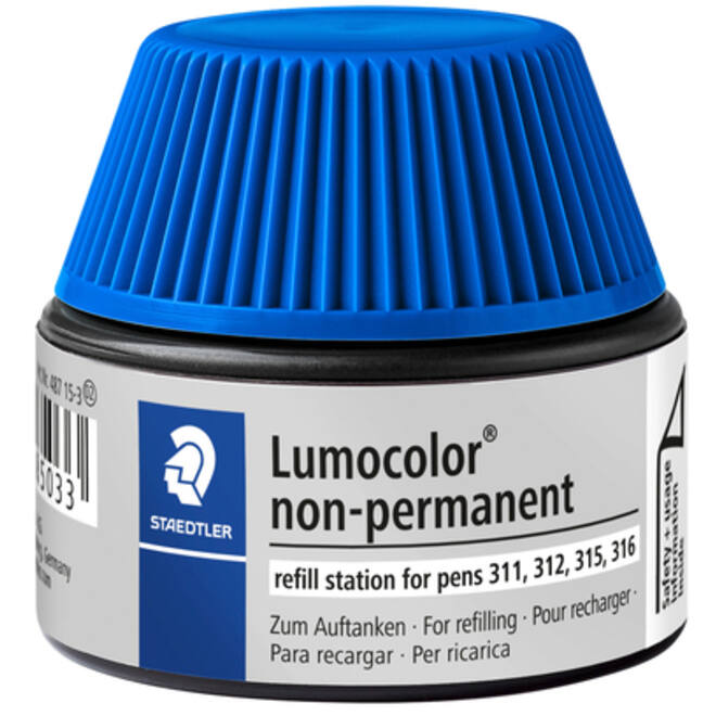 Viltstiftvulling Staedtler Lumocolor non-permanent 15ml blauw