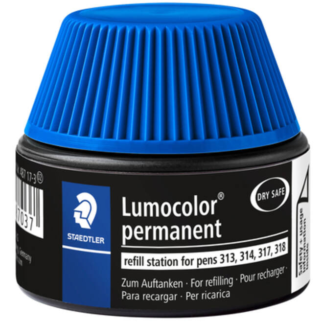 Viltstiftvulling Staedtler Lumocolor permanent 15ml blauw