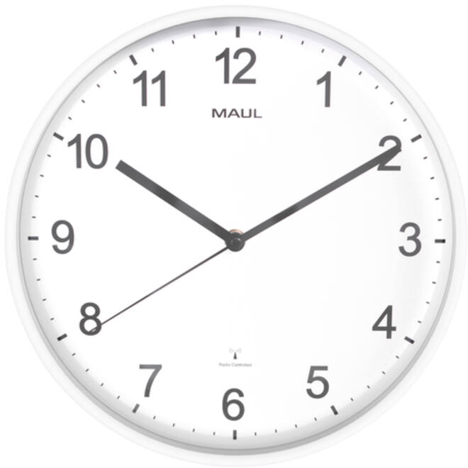 Wandklok MAUL Sprint RC Ø30x5cm kunststof wit/wit incl batterij